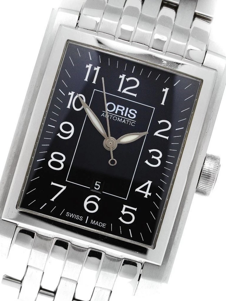 Oris Rectangle 7657 Date Black Dial Automatic Mens Watch909049